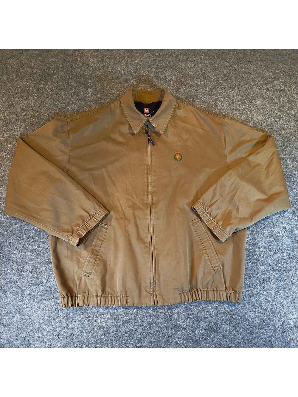 Vintage Chaps Ralph Lauren Men's Size M Tan Cotton Plaid Lined Harrington Jacket